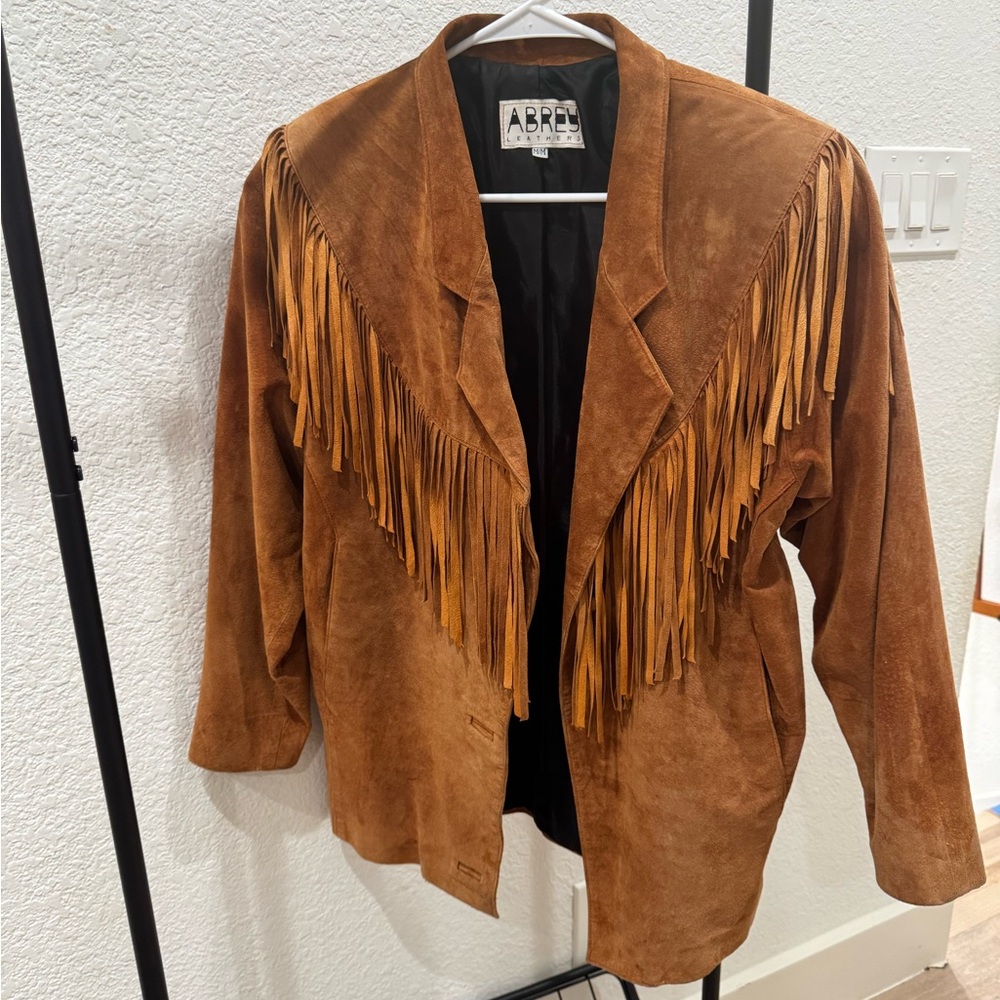 VNTG Brown Suede Fringe Jacket